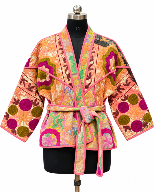 The Sunset Bloom Kantha Jacket - One of One