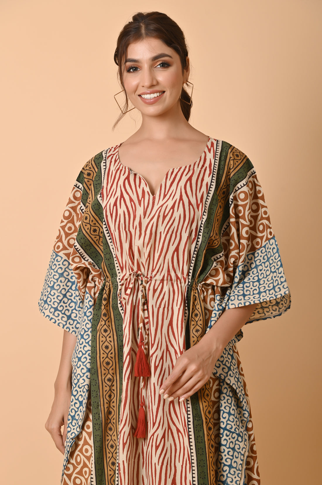 Block Print Cotton Long Kaftan