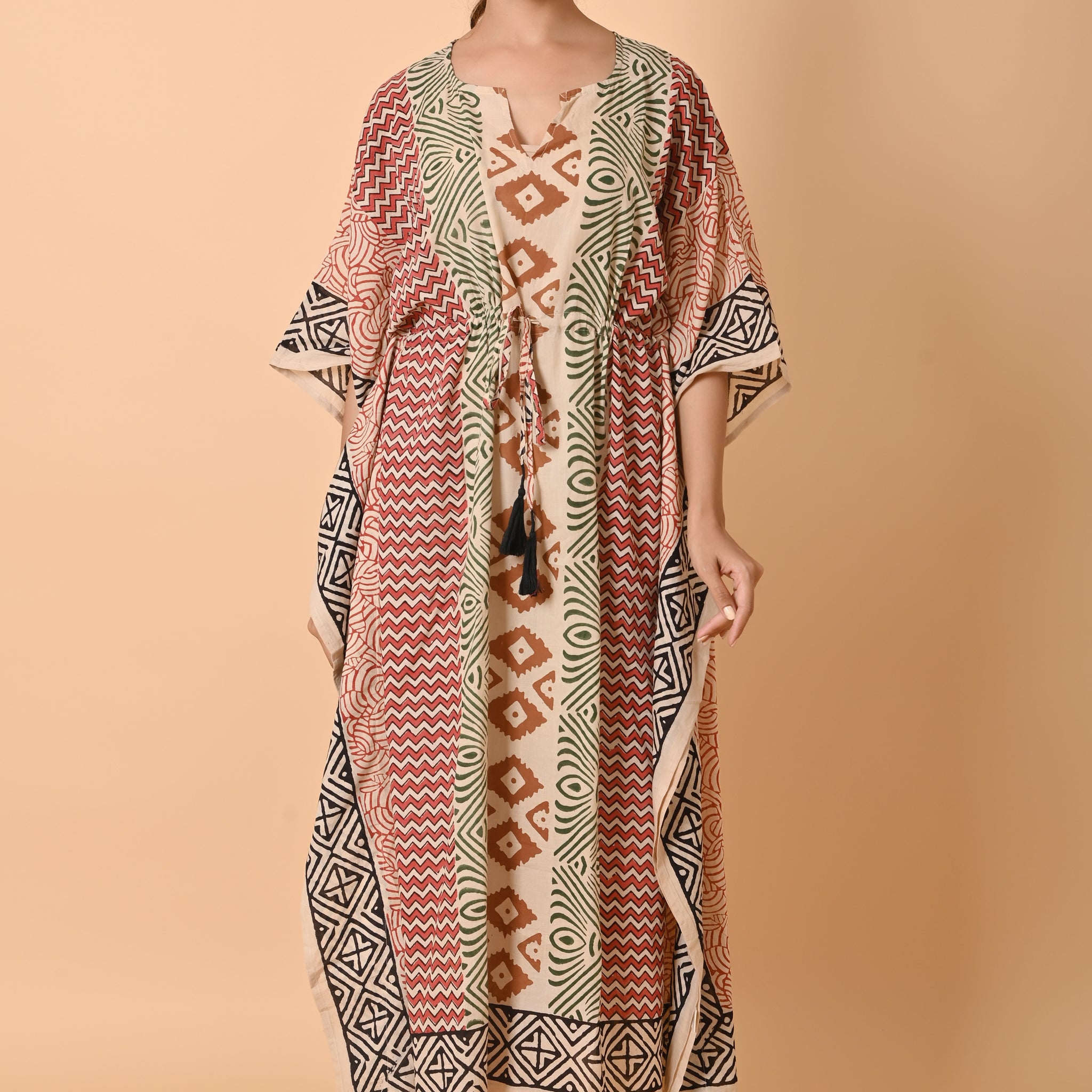 Block Print Cotton Long Kaftan