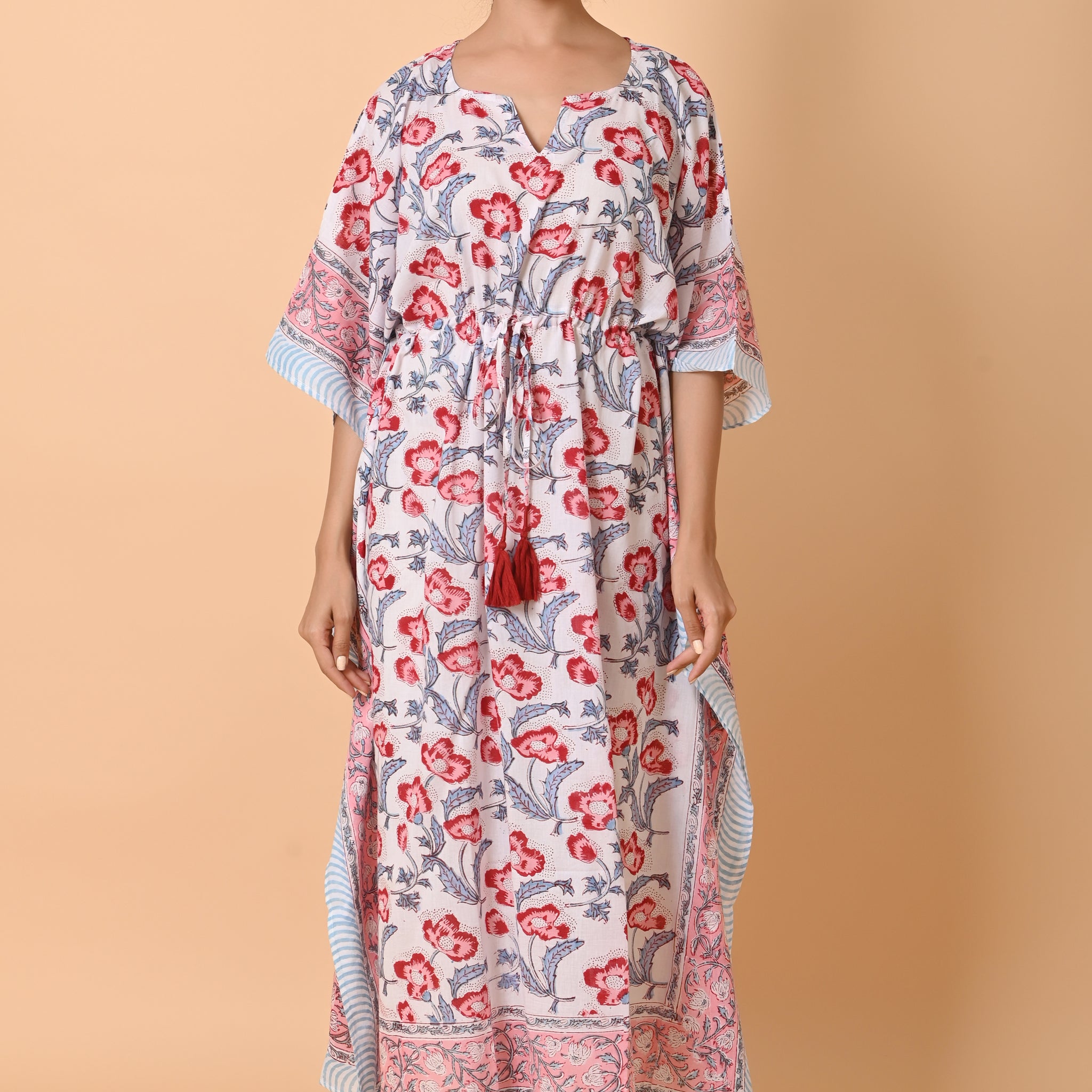 Block Print Cotton Long Kaftan