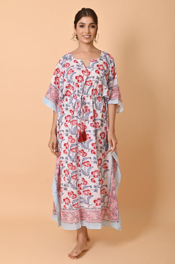Block Print Cotton Long Kaftan