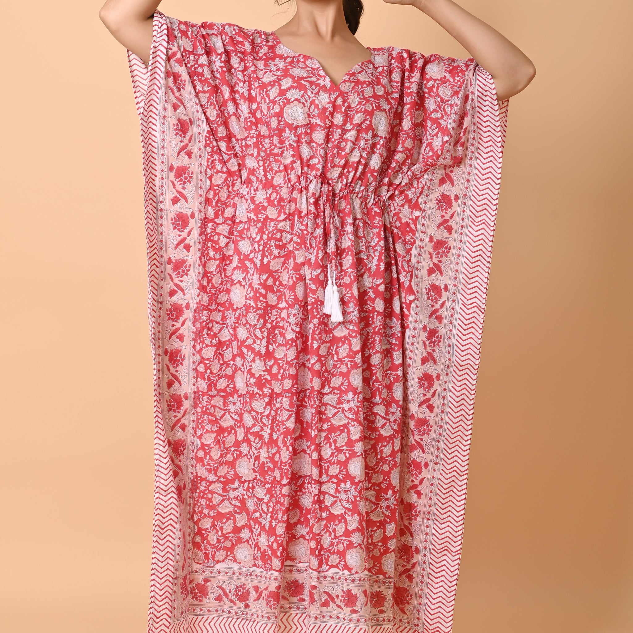 Block Print Cotton Long Kaftan