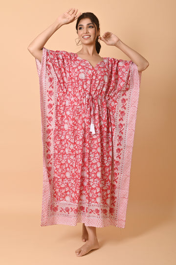 Block Print Cotton Long Kaftan
