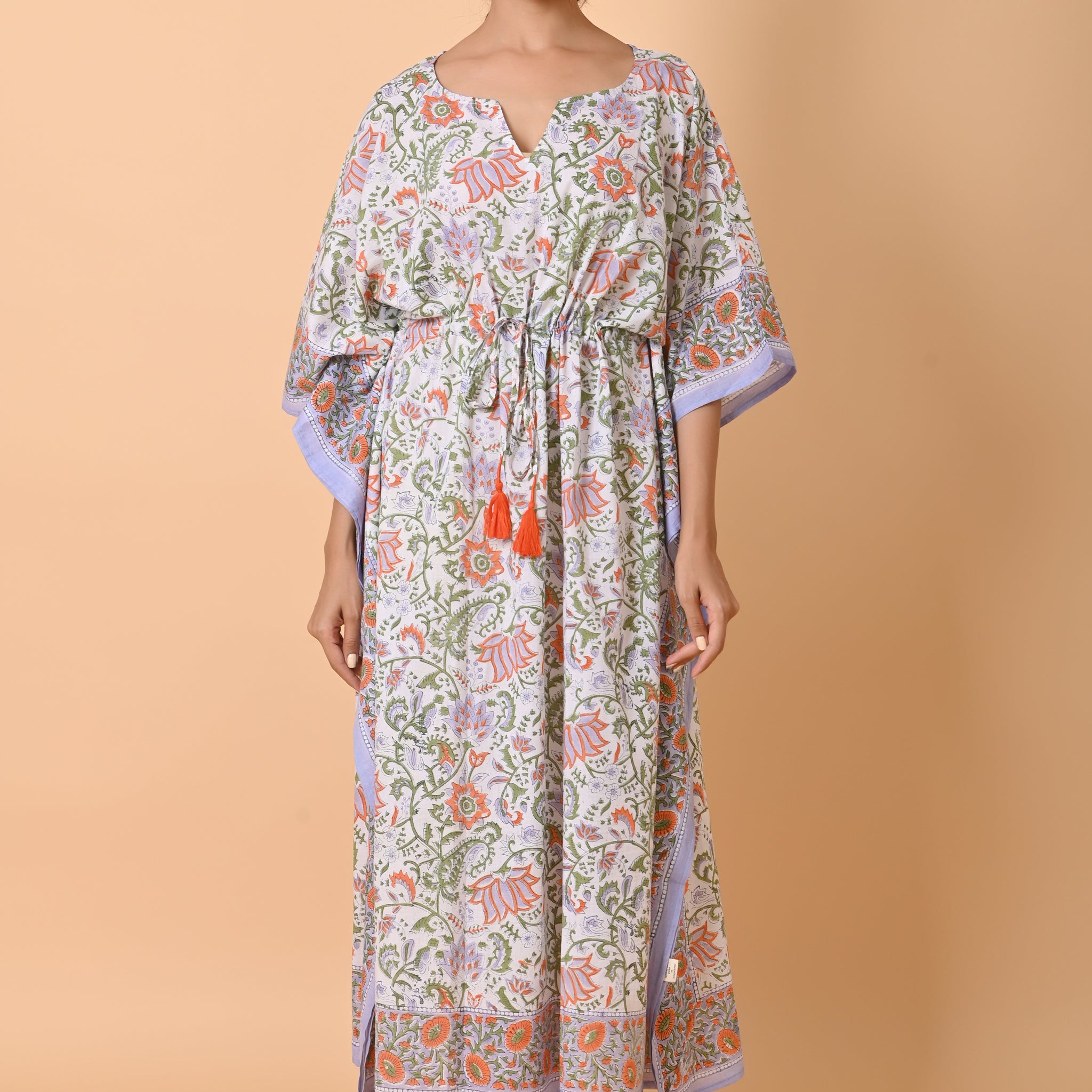 Block Print Cotton Long Kaftan