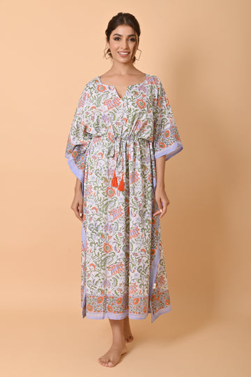 Block Print Cotton Long Kaftan