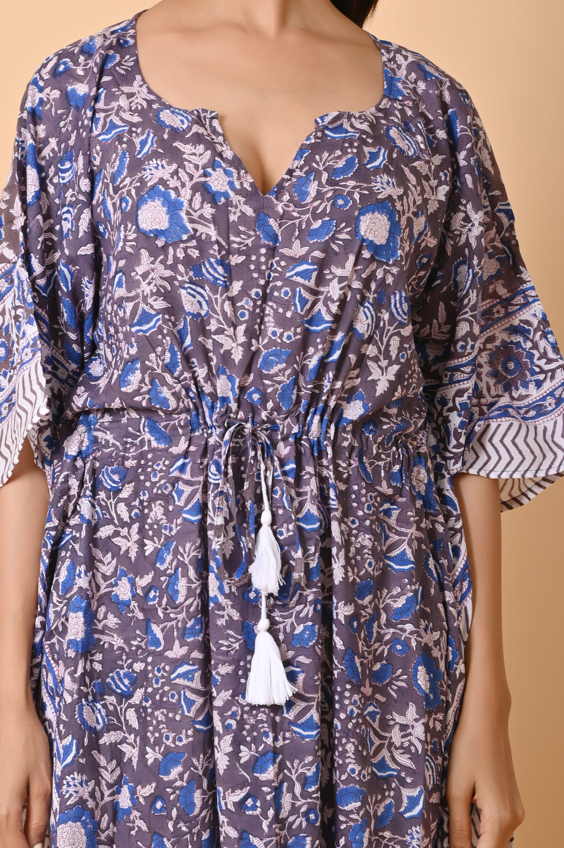 Block Print Cotton Long Kaftan