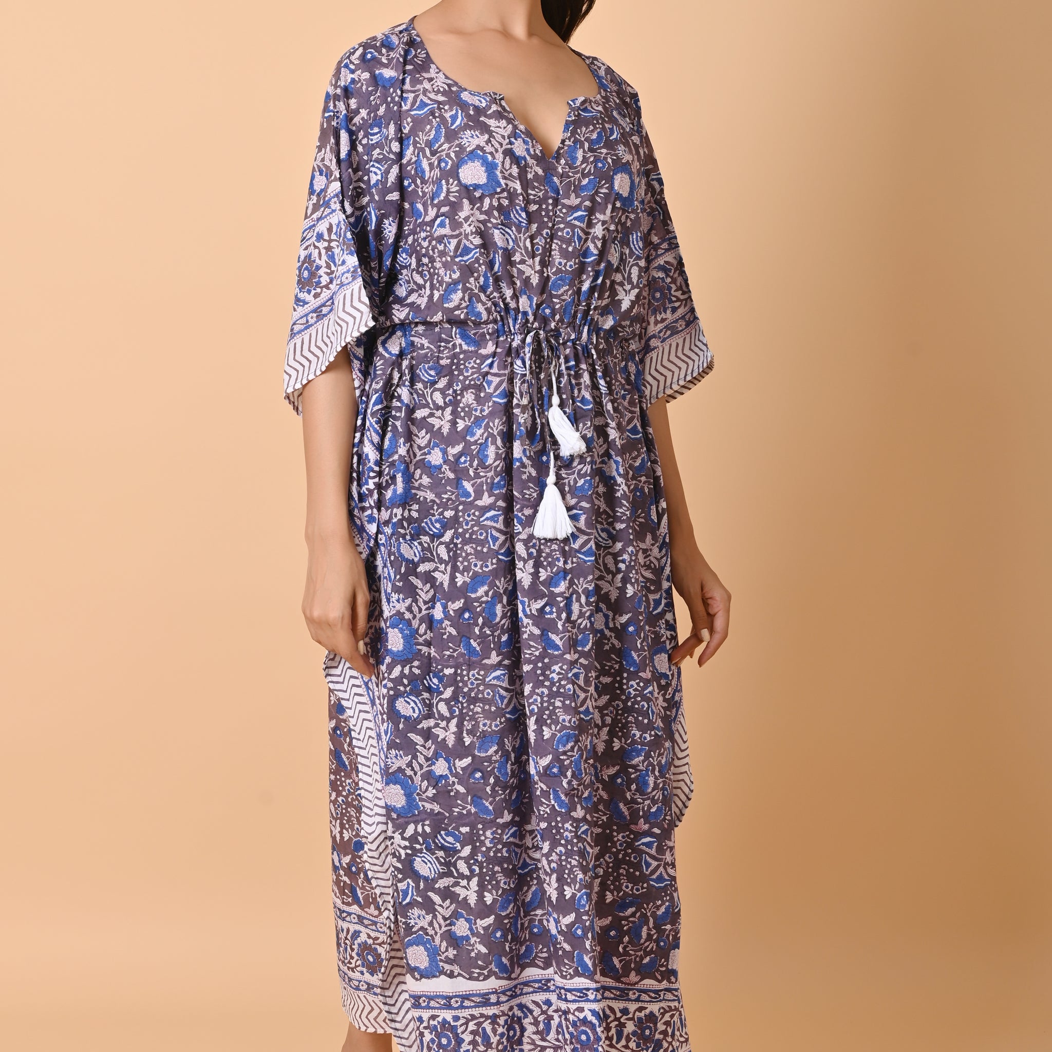 Block Print Cotton Long Kaftan