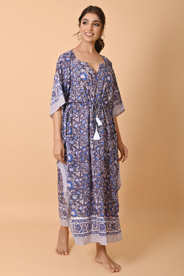 Block Print Cotton Long Kaftan