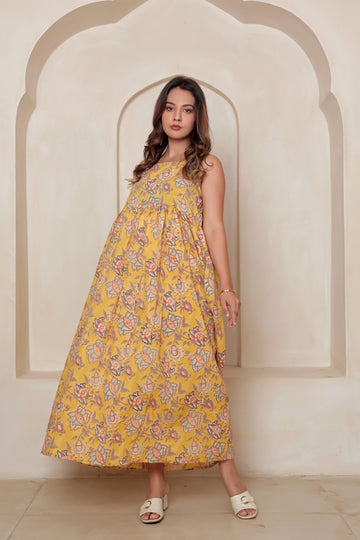 Yellow Floral Maxi Bloom Dress