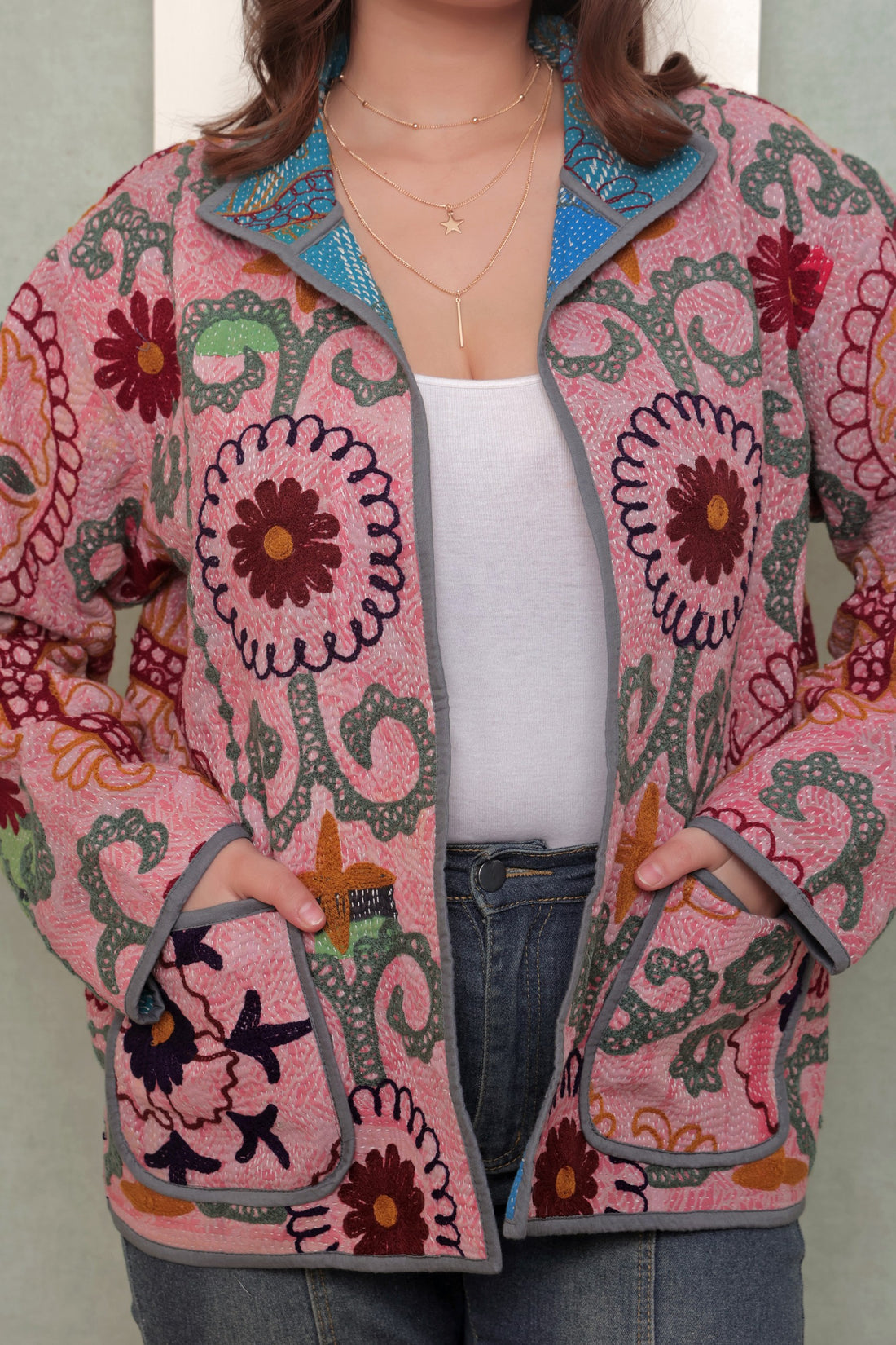 Cotton Kantha Lara Suzani Jacket