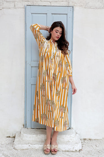 Yellow Floral Midi Palma Dress