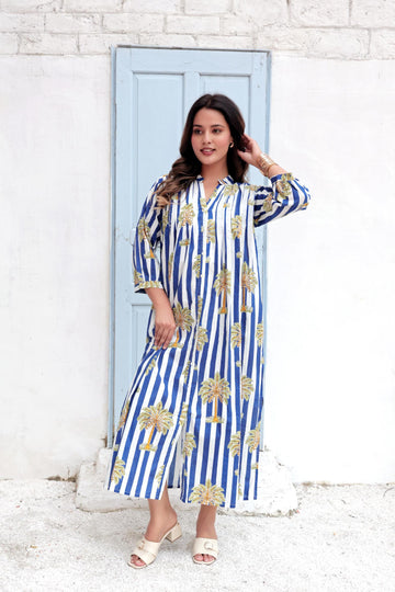 Blue Floral Midi Palma Dress