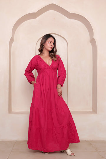 Red Solid Maxi Dress