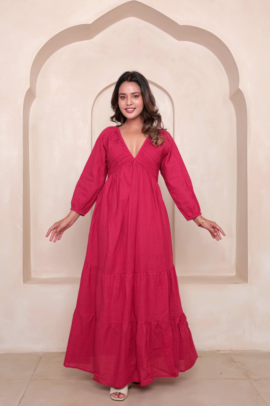 Red Solid Maxi Dress
