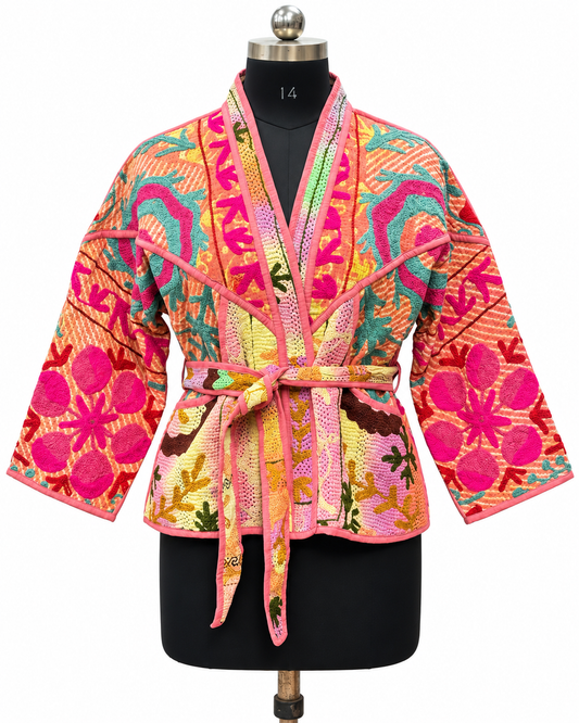 The Pink Fiesta Kantha Jacket - One of One