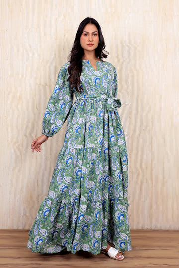 Green Floral Diva Maxi Dress