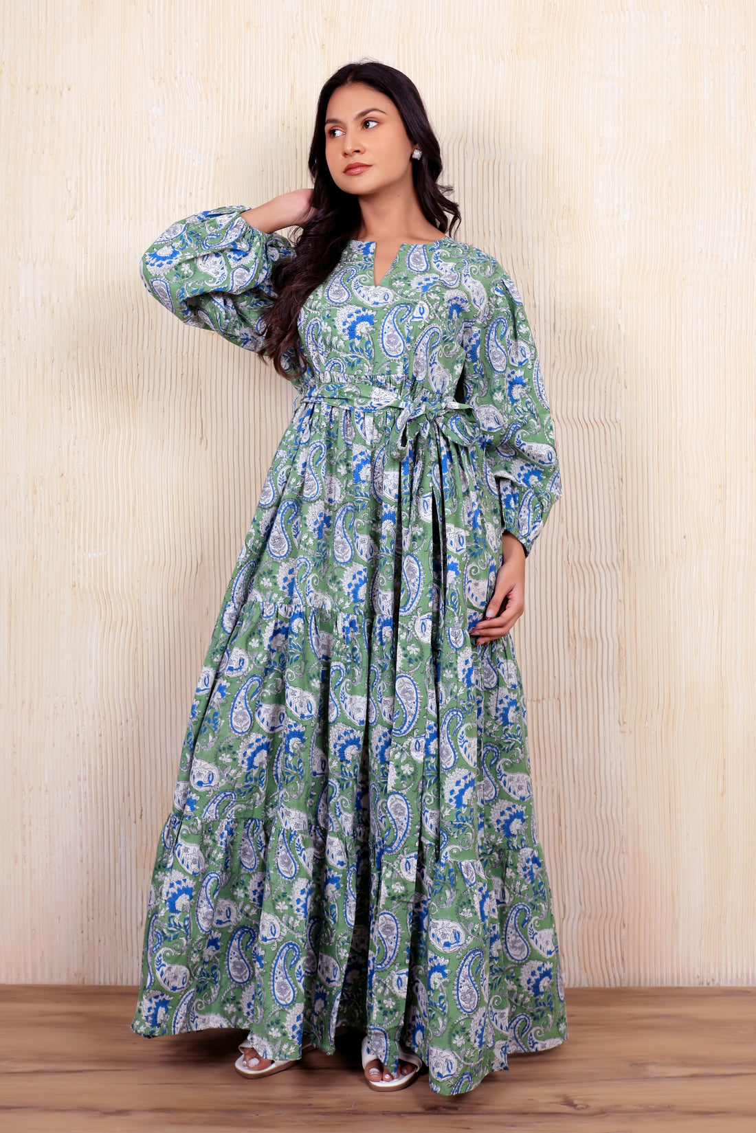 Green Floral Diva Maxi Dress