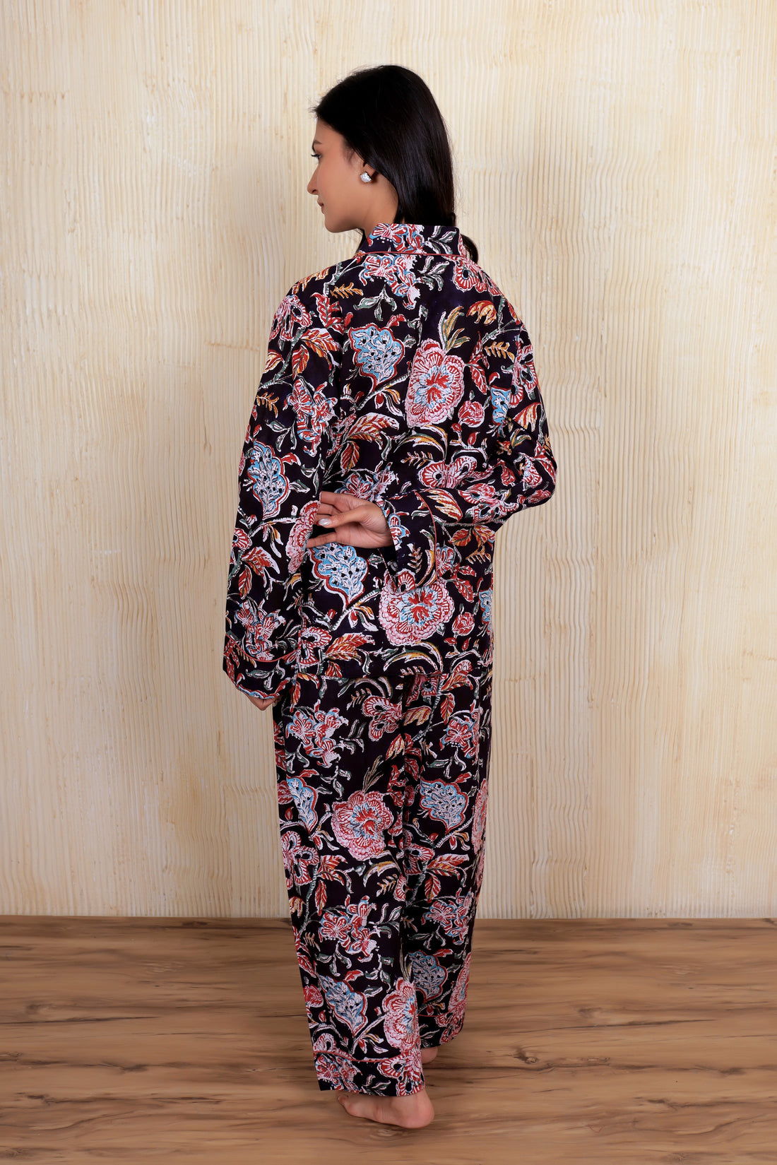 Black Floral Garden PJ Set