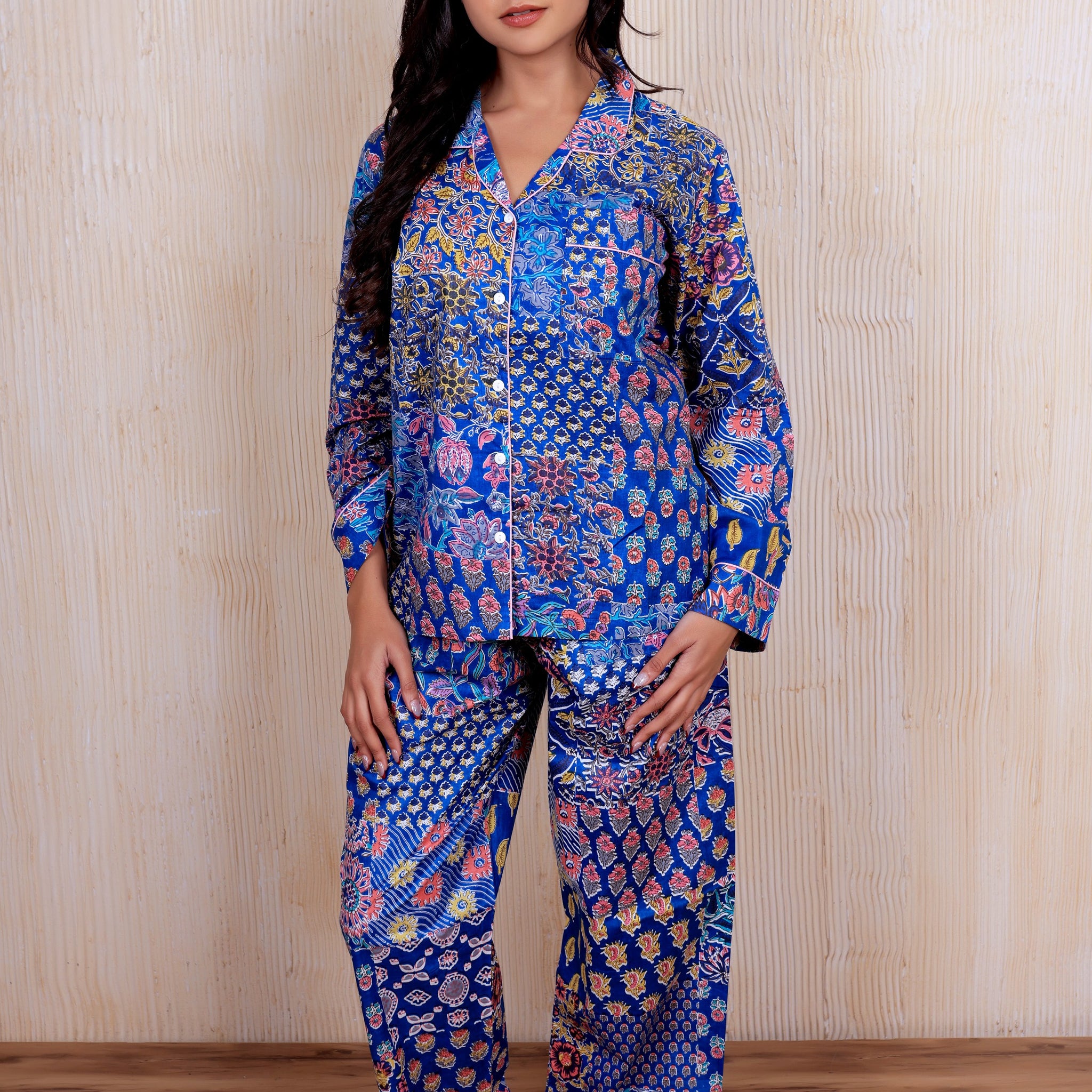 Blue Patchwork Style Funky PJ Set