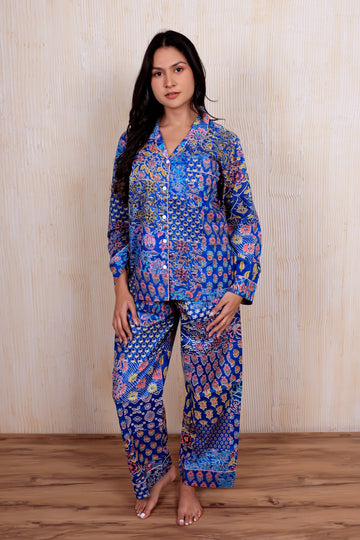 Blue Patchwork Style Funky PJ Set