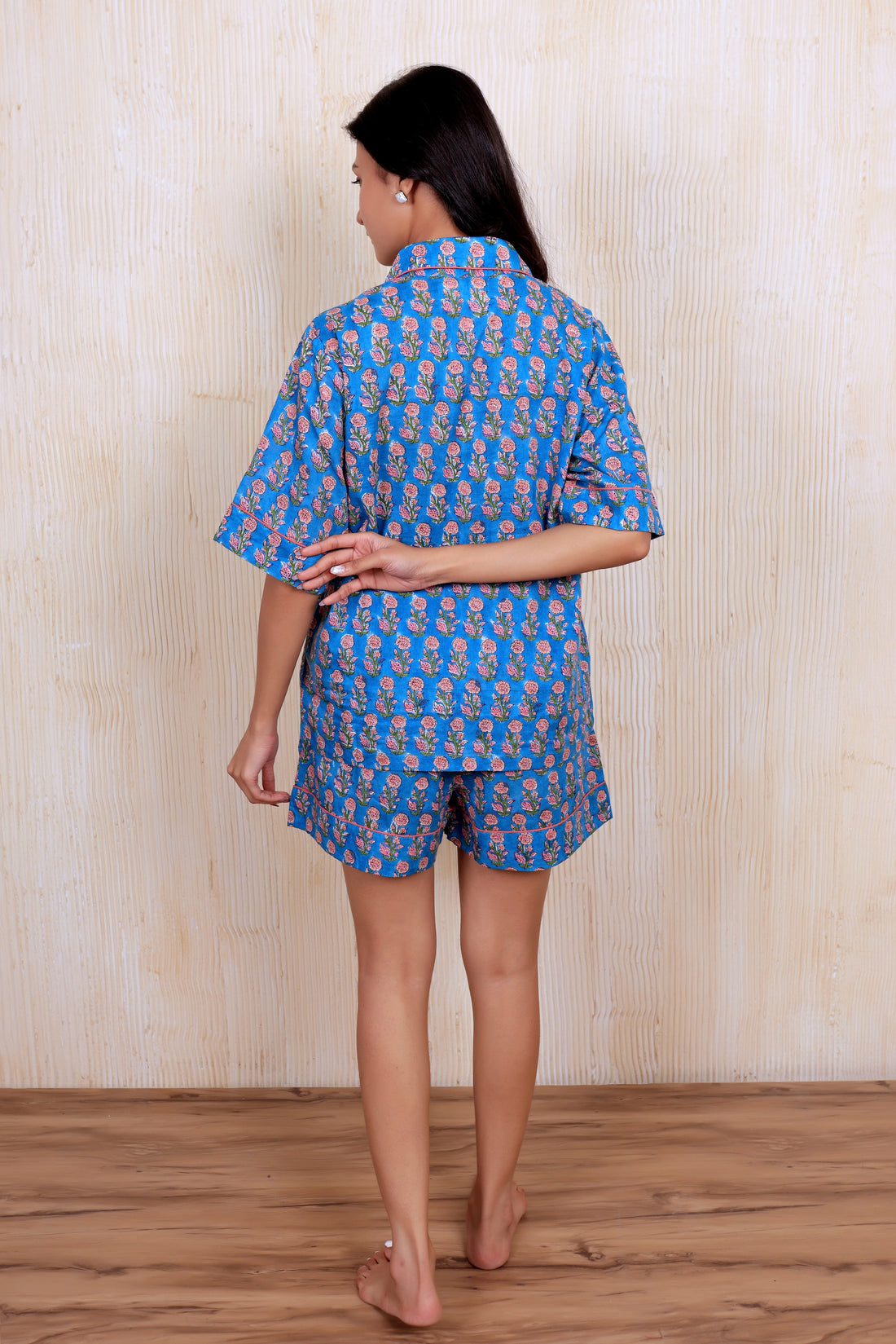 Short PJ Set In Blue Flower