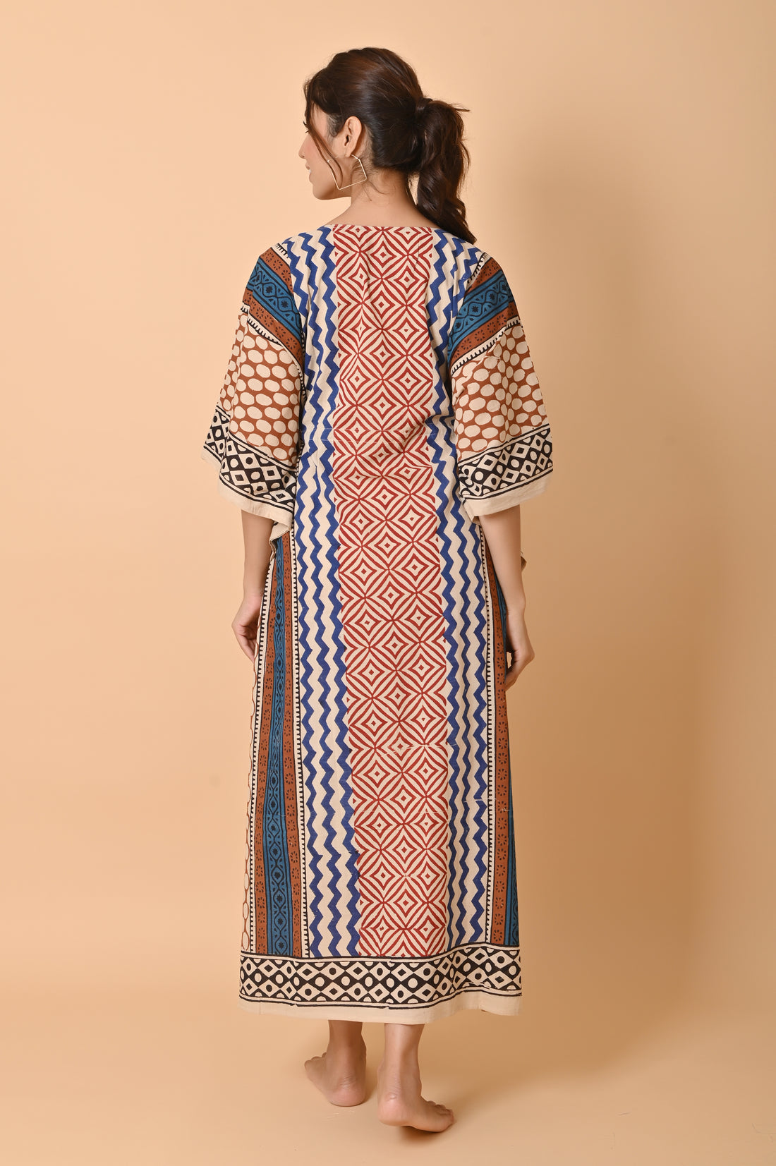 Block Print Cotton Long Kaftan