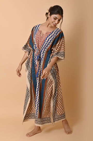 Block Print Cotton Long Kaftan