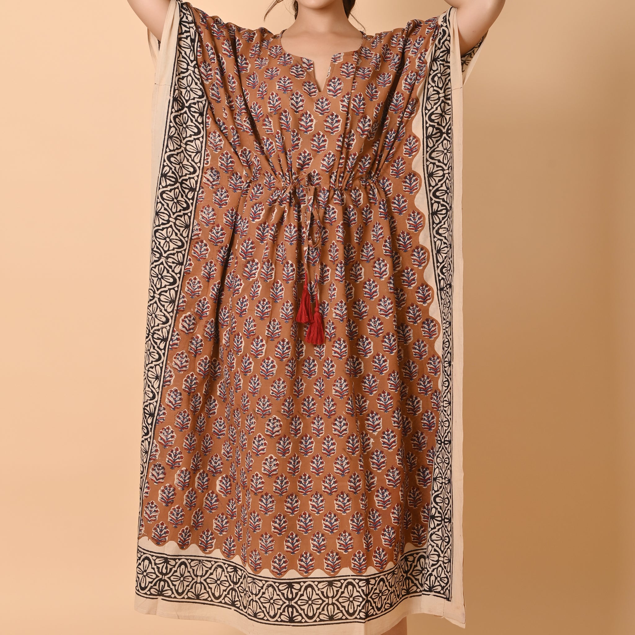 Block Print Cotton Long Kaftan