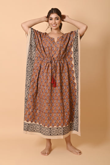 Block Print Cotton Long Kaftan