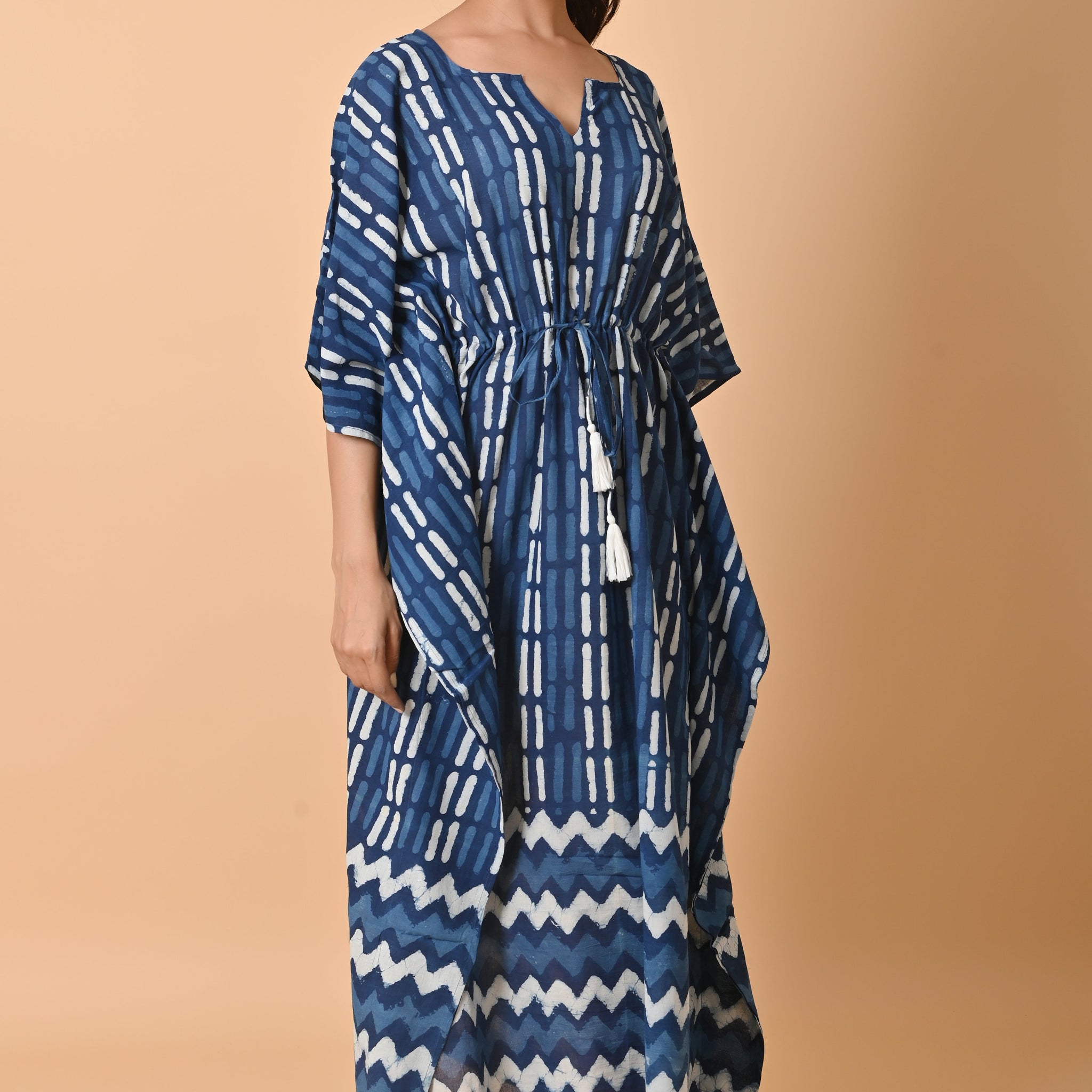 Block Print Natural indigo Long Kaftan