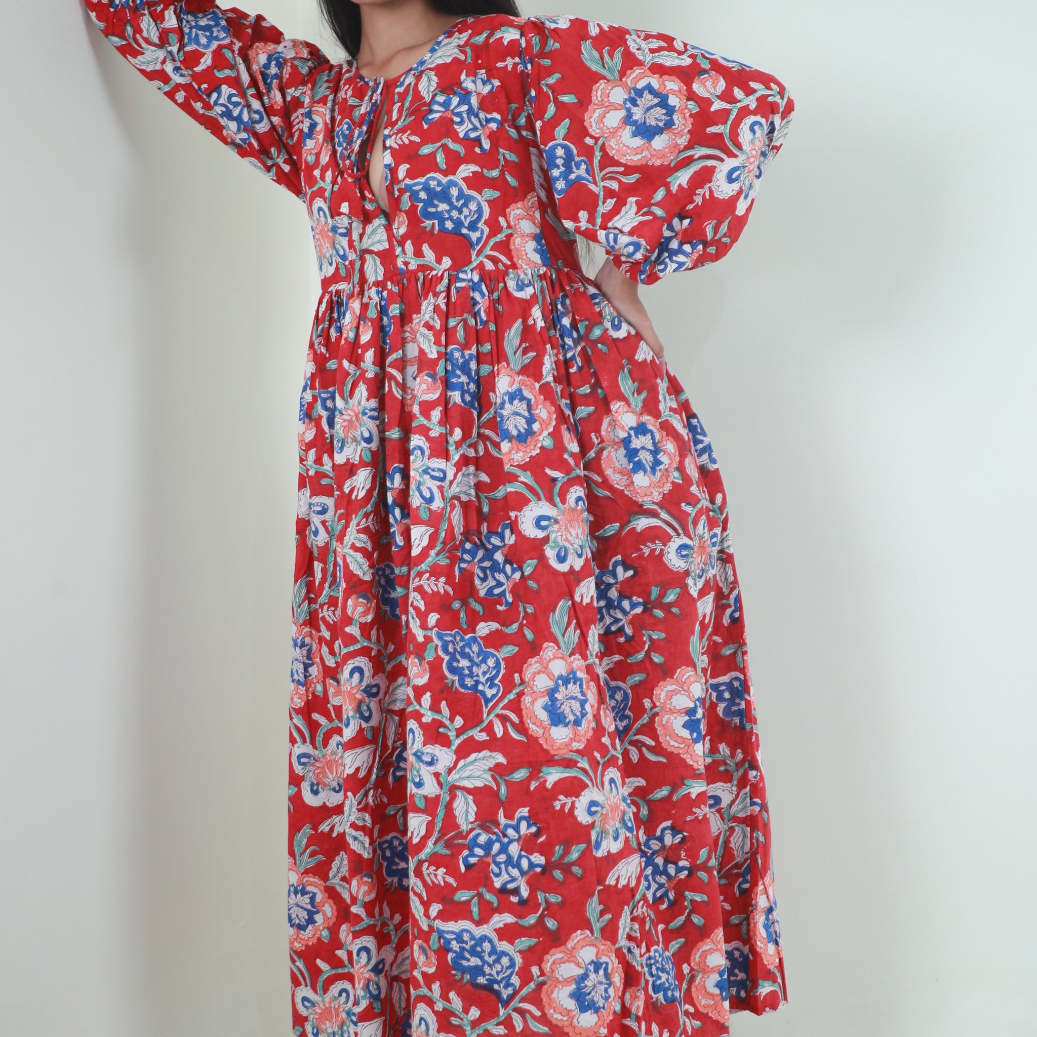 Red Meadow long ladies cotton maxi dress