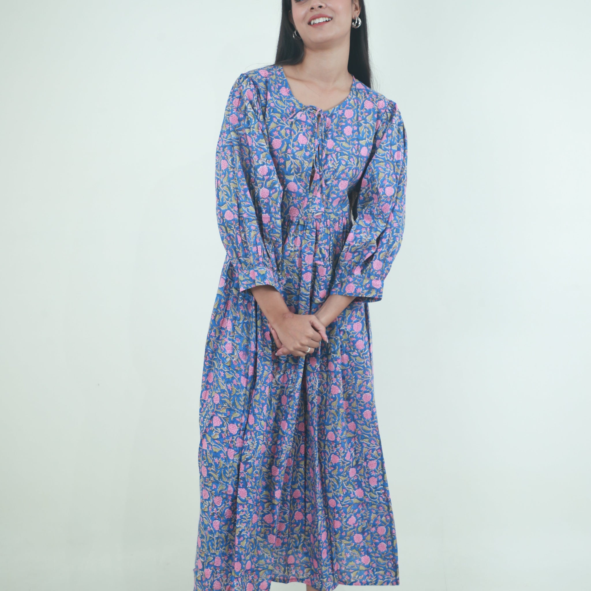 Floral Meadow cotton maxi dress