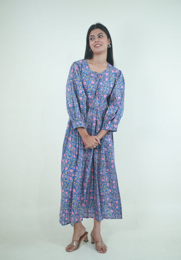 Floral Meadow cotton maxi dress