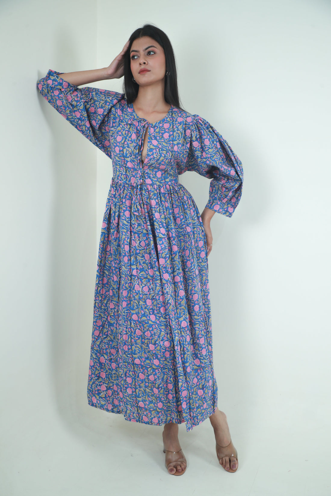 Floral Meadow cotton maxi dress