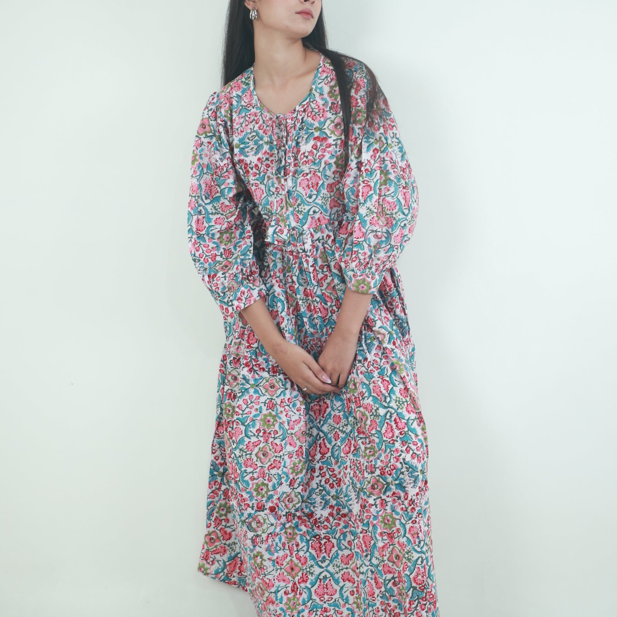 Floral ladies cotton maxi Meadow dress