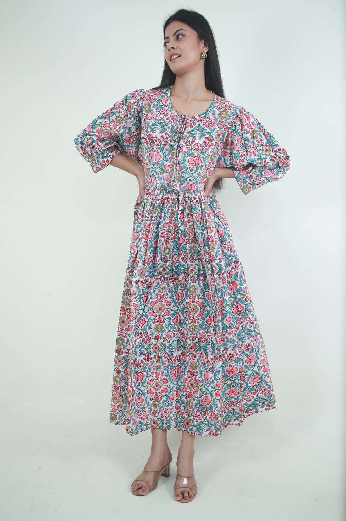 Floral ladies cotton maxi Meadow dress