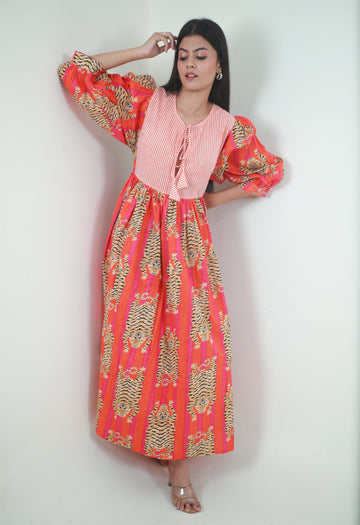 Tiger Meadow long ladies cotton maxi dress