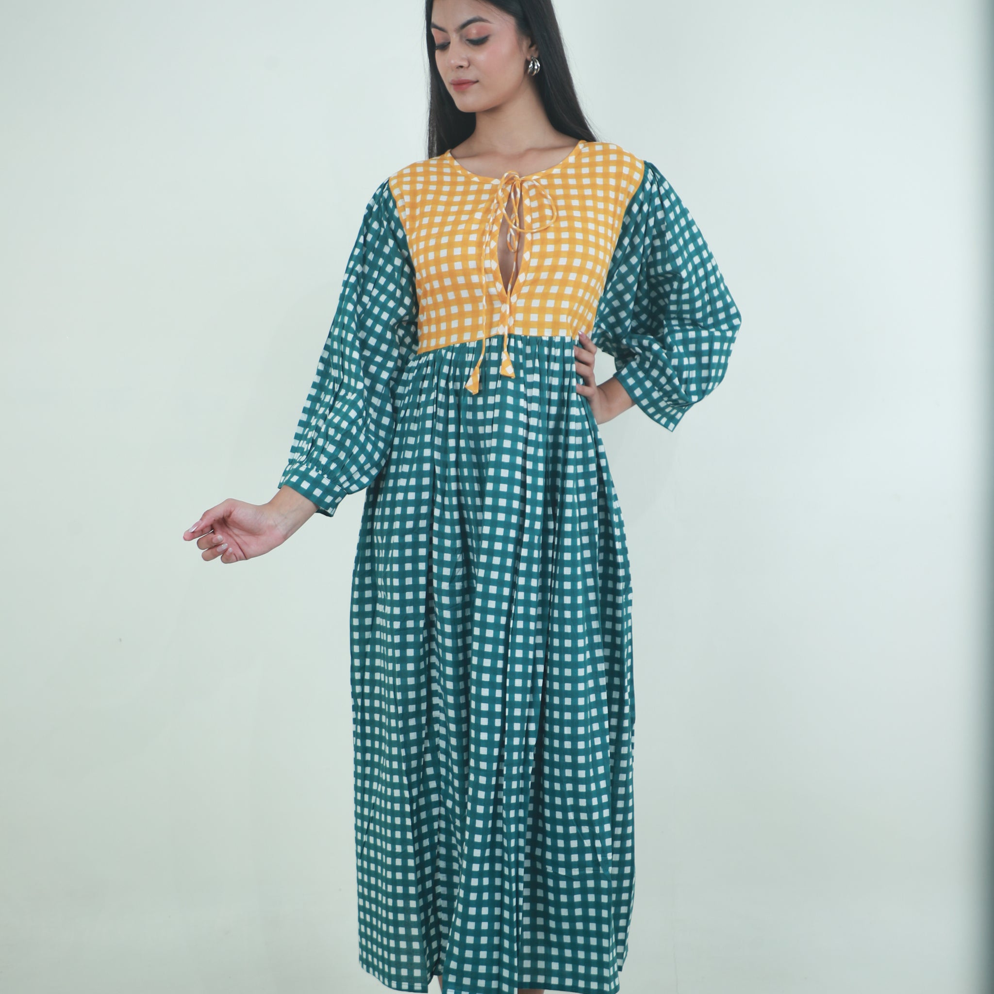 Checks Meadow ladies cotton maxi dress