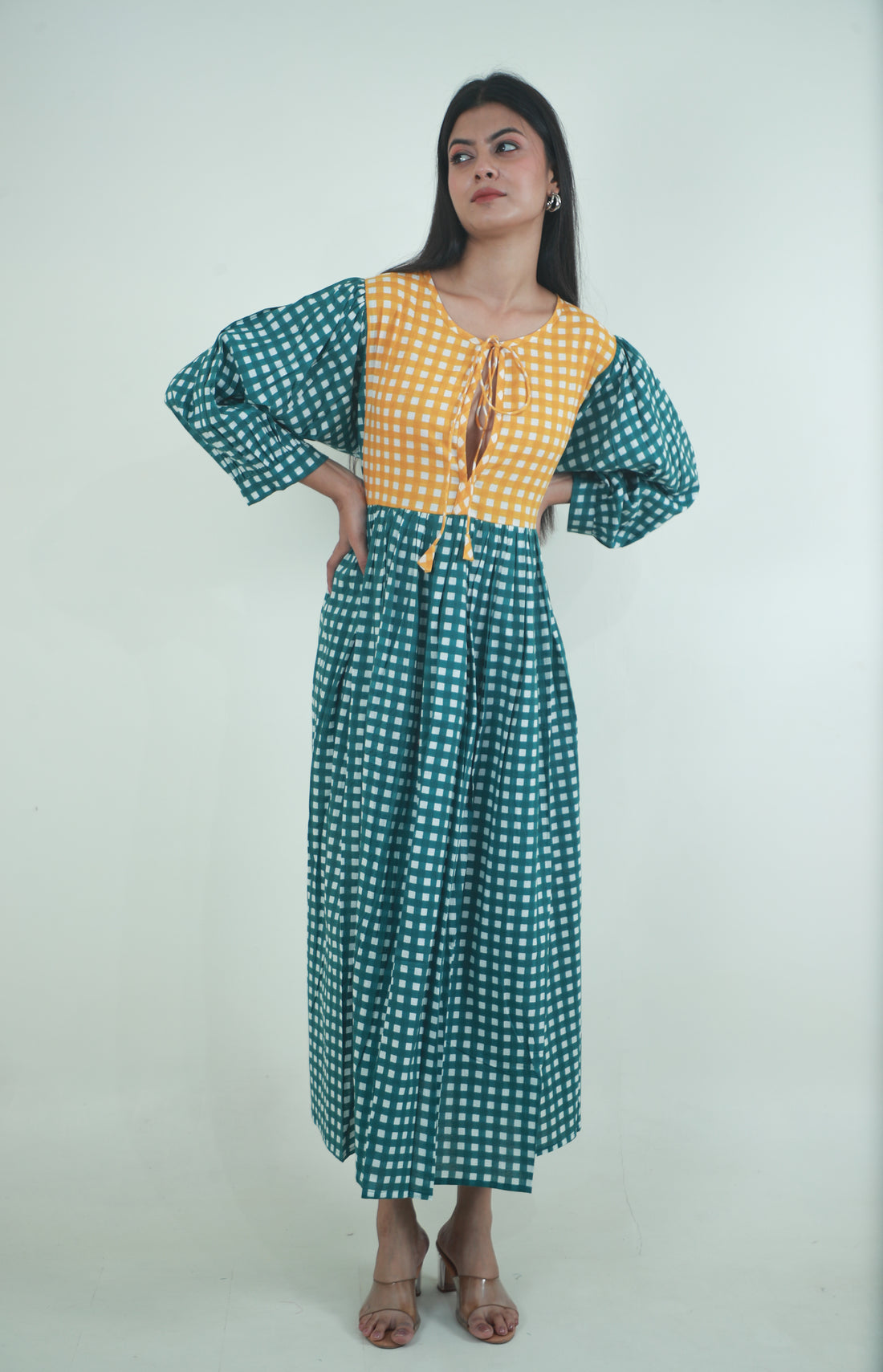 Checks Meadow ladies cotton maxi dress