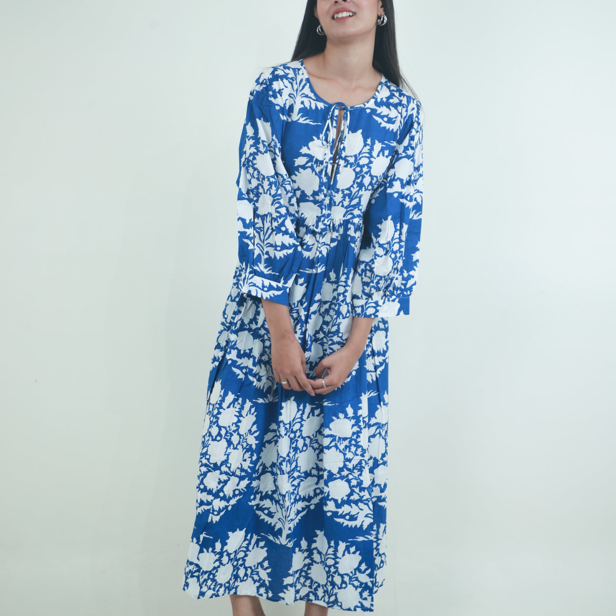 Blue Boota Meadow cotton maxi dress