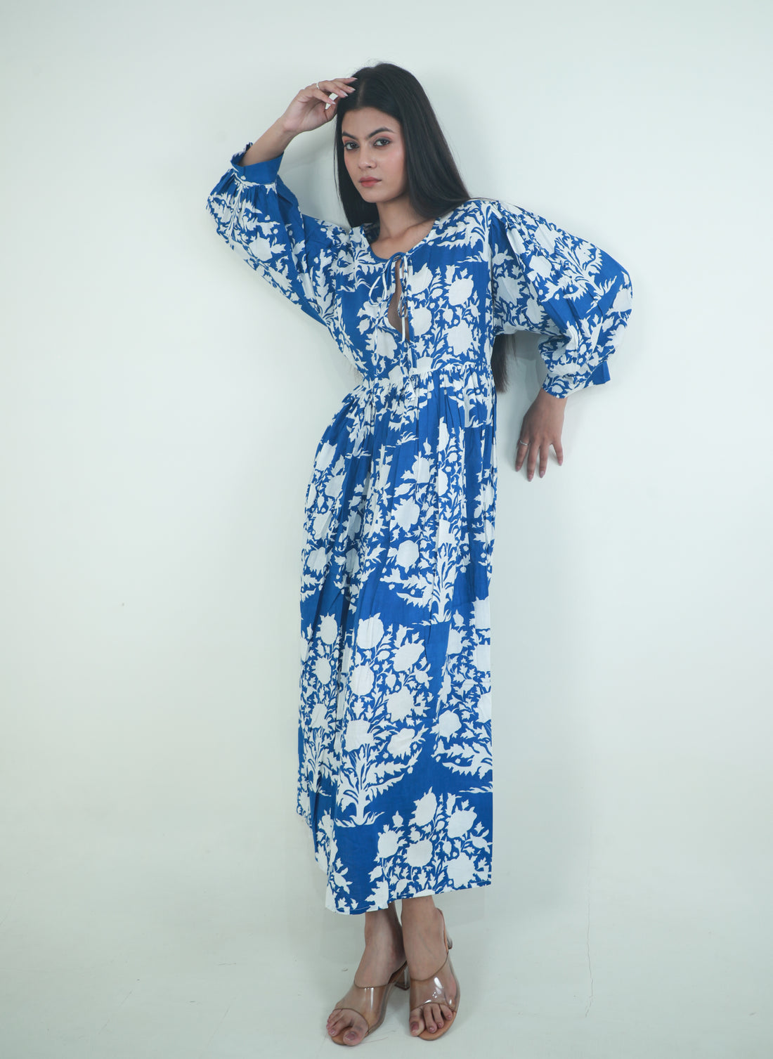 Blue Boota Meadow cotton maxi dress