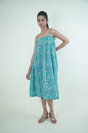 Floral long ladies cotton Strap dress