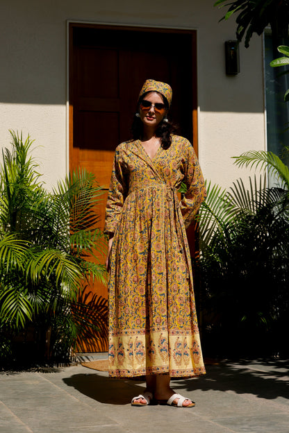 Adhara Dress Mustard Paisley