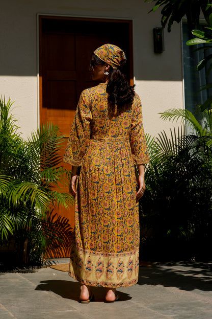 Adhara Dress Mustard Paisley