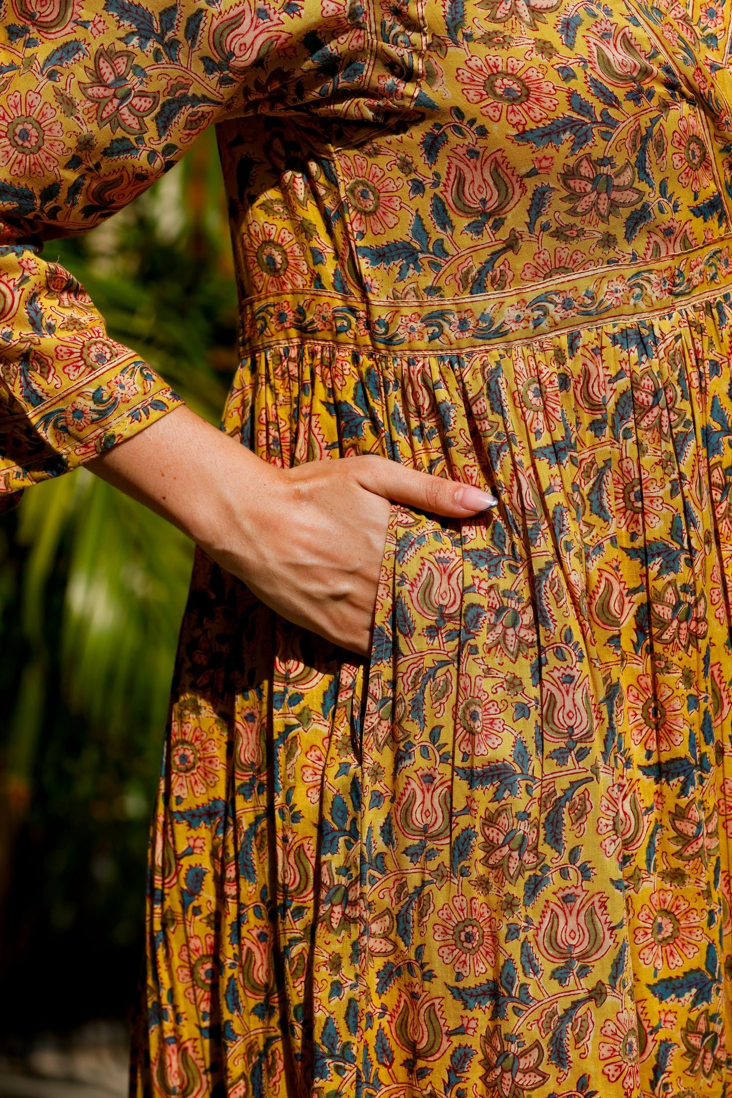 Adhara Dress Mustard Paisley