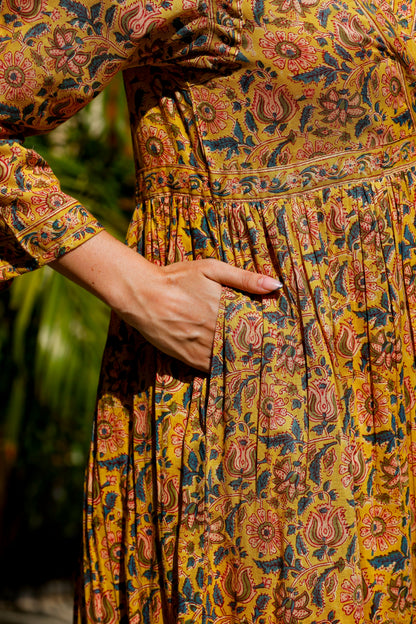 Adhara Dress Mustard Paisley