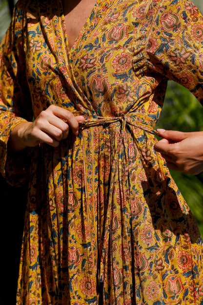 Adhara Dress Mustard Paisley