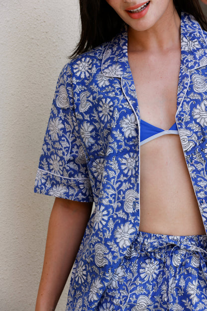 Tera Short PJ Set Blue Jasmine