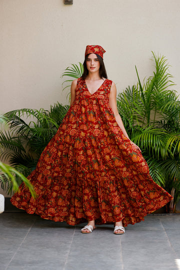 Vora Dress Burnt Crimson