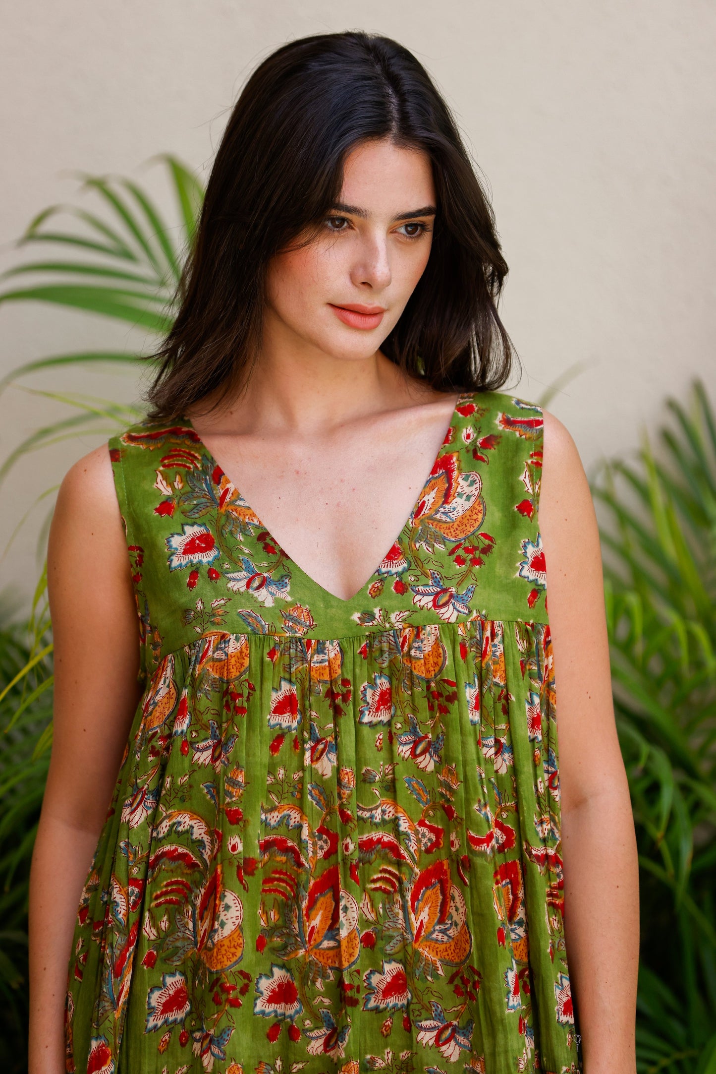 Vora Dress Deep Moss Garden